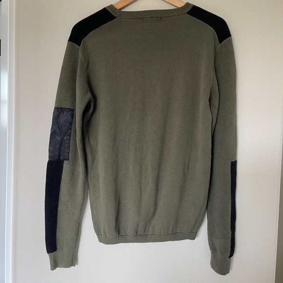 Mott & Grand Crew Knit Long Sleeve Sweater Men's S Green - Picture 4 of 4